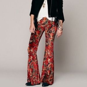 Vintage Free People Novella Royale Velvet Paisley Bell Bottoms Small
